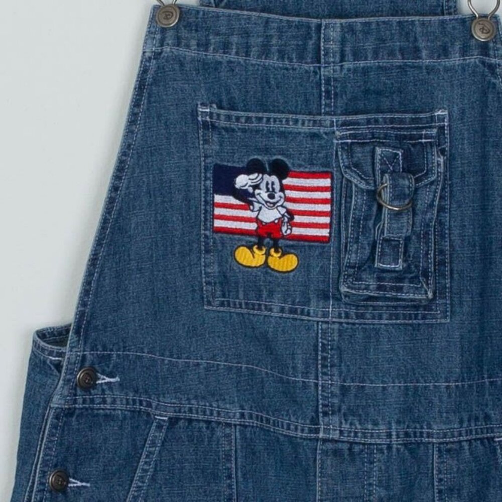Vintage‎ Disney Womens Overalls Denim Shortalls Shorts Size L Blue Mickey Mouse - Picture 3 of 10